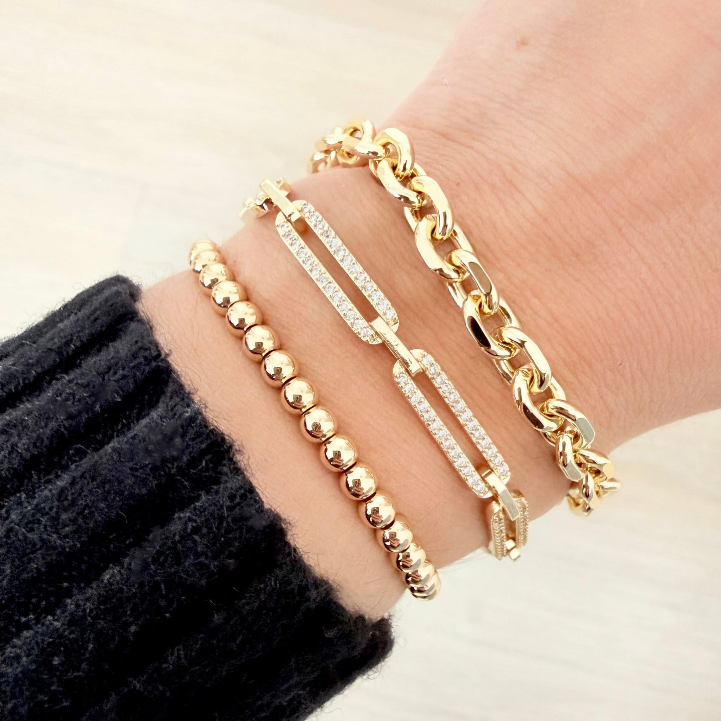 Pavé Paperclip Bracelet