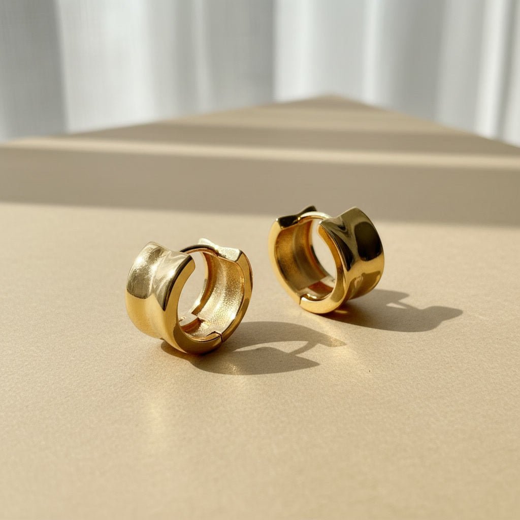 18K Gold Filled Chunky Huggie Hoop Earrings - Jewelry Maktub LLC