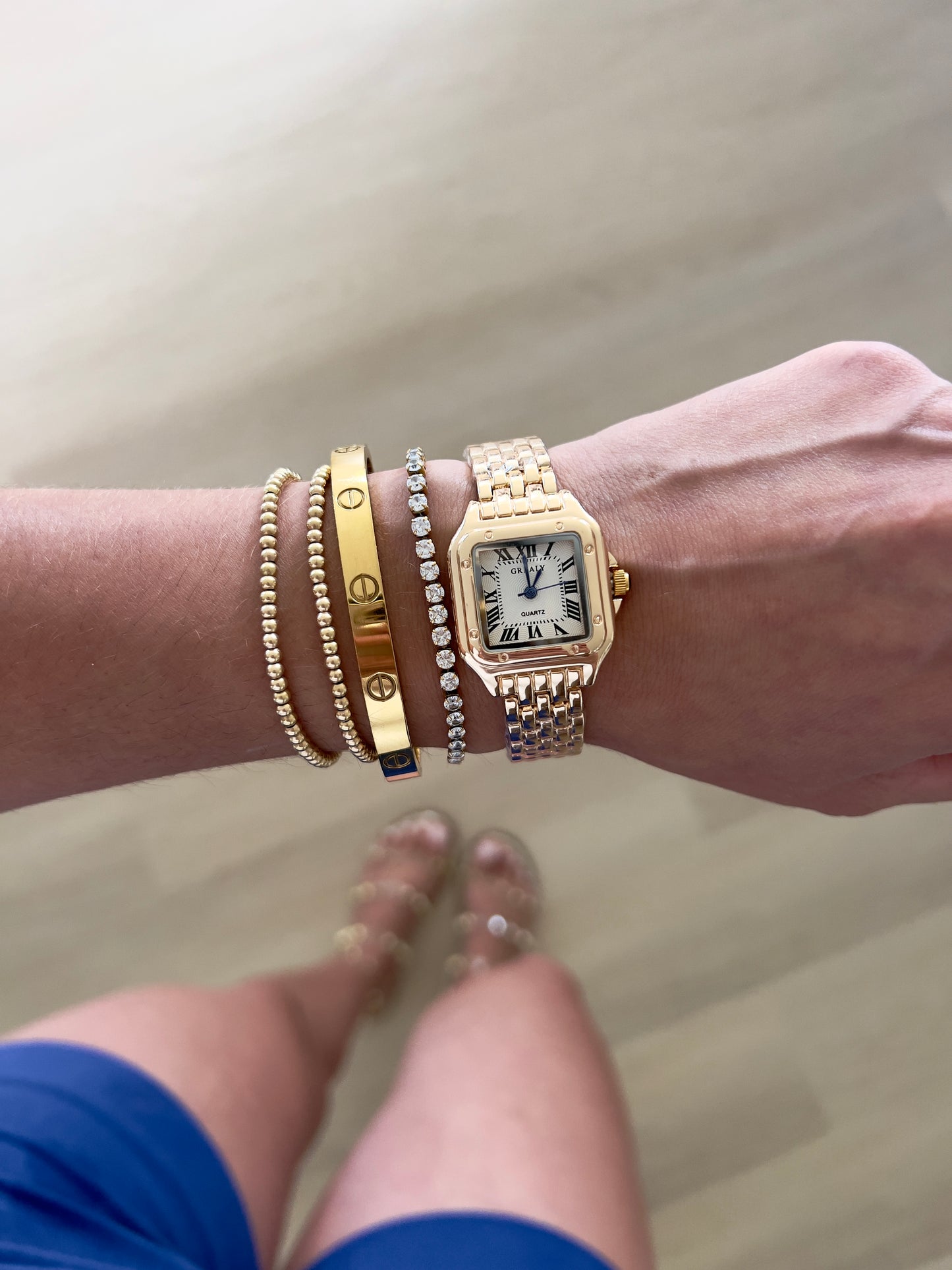 Gold Mesh Screw Bangle