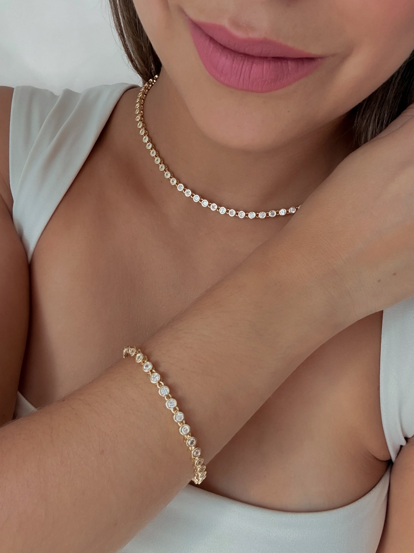 Round CZ Bezel Tennis Bracelet