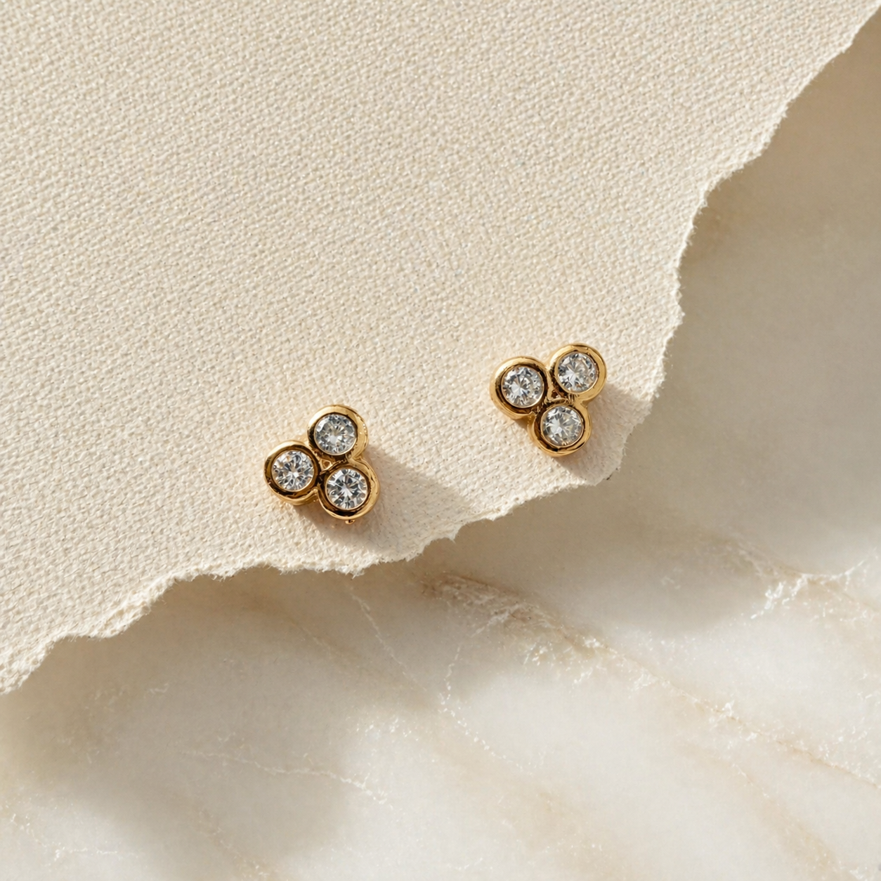 Bezel Trio Stud Earrings