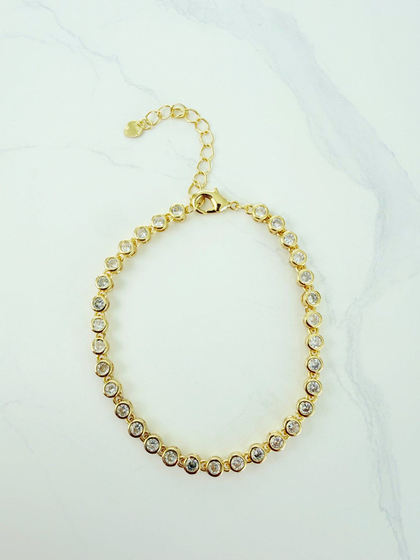 Round CZ Bezel Tennis Bracelet