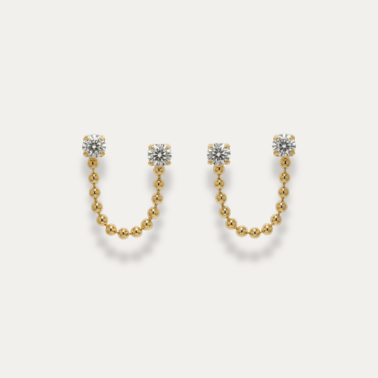 Double Stud Chain Earrings