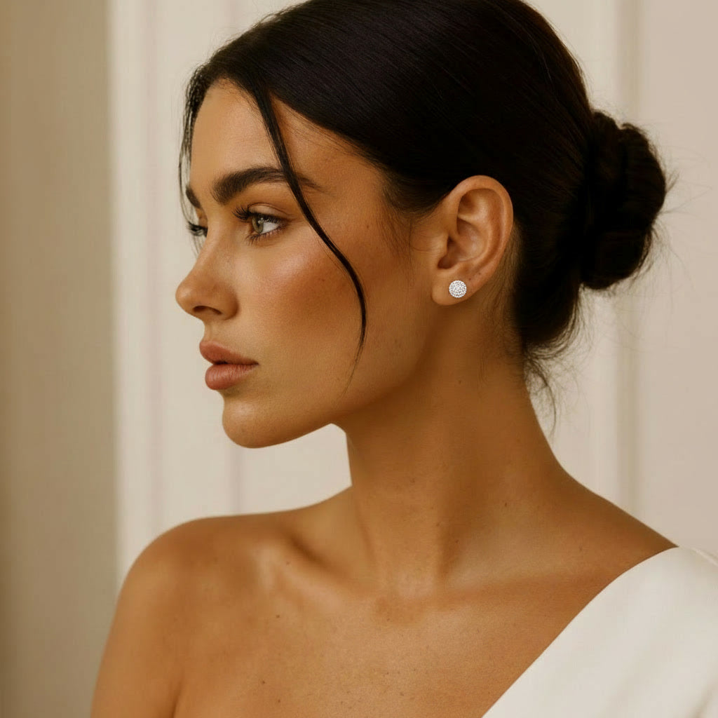 Rose Gold Zircon Stud Earrings