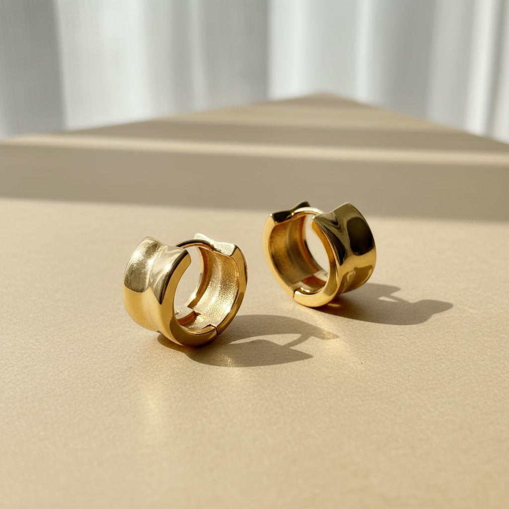 18K Gold Filled Chunky Huggie Hoop Earrings