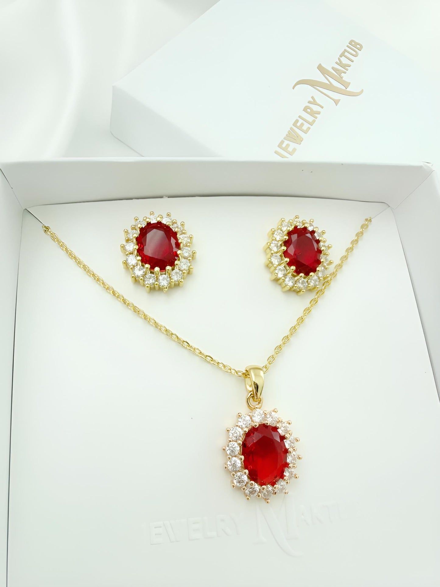 Gemstone Halo Set - Jewelry Maktub LLC