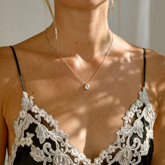 Teardrop Zircon Necklace  - Jewelry Maktub LLC