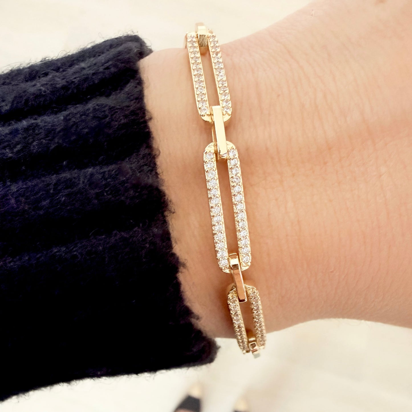 Pavé Paperclip Bracelet