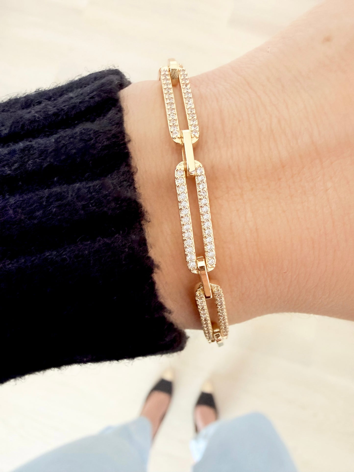 Pavé Paperclip Bracelet