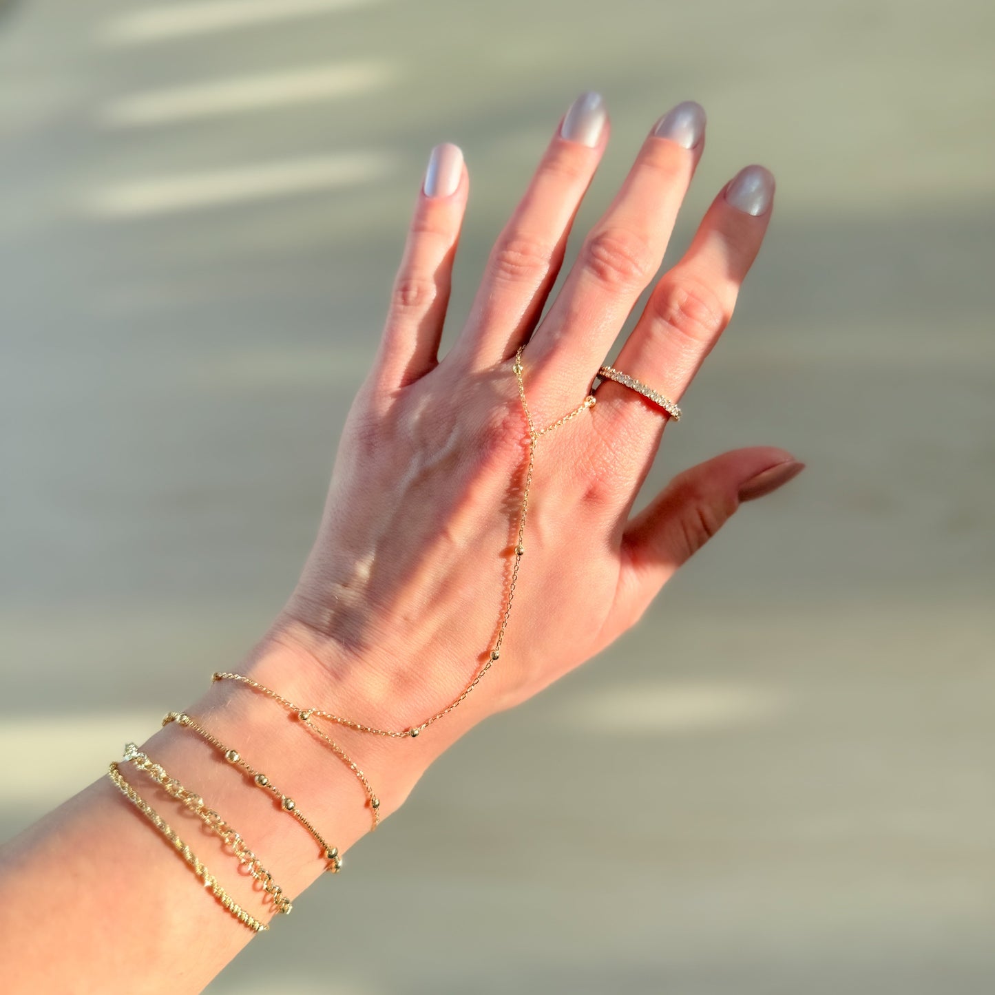Beaded Hand Chain Bracelet