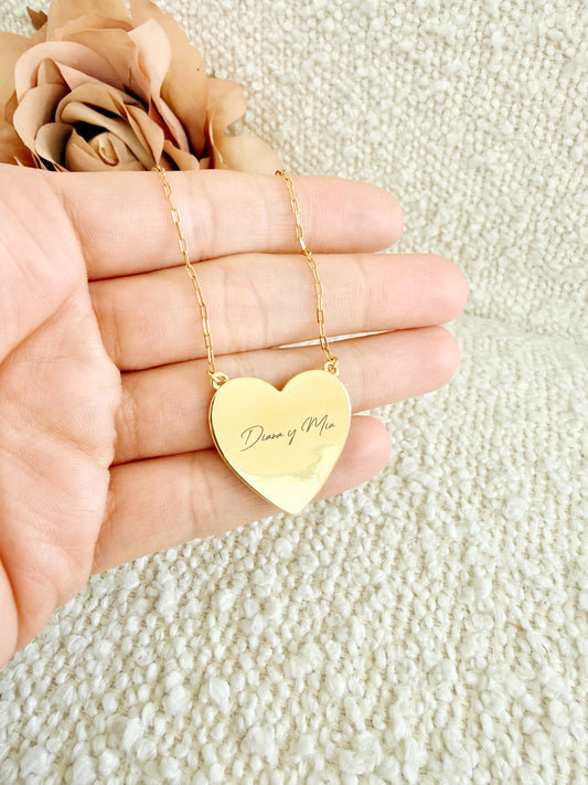 18k Gold Filled Heart Necklace, Personalized Engraved Pendant