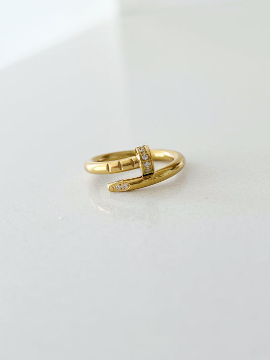 Gold Nail Ring  with diamonds