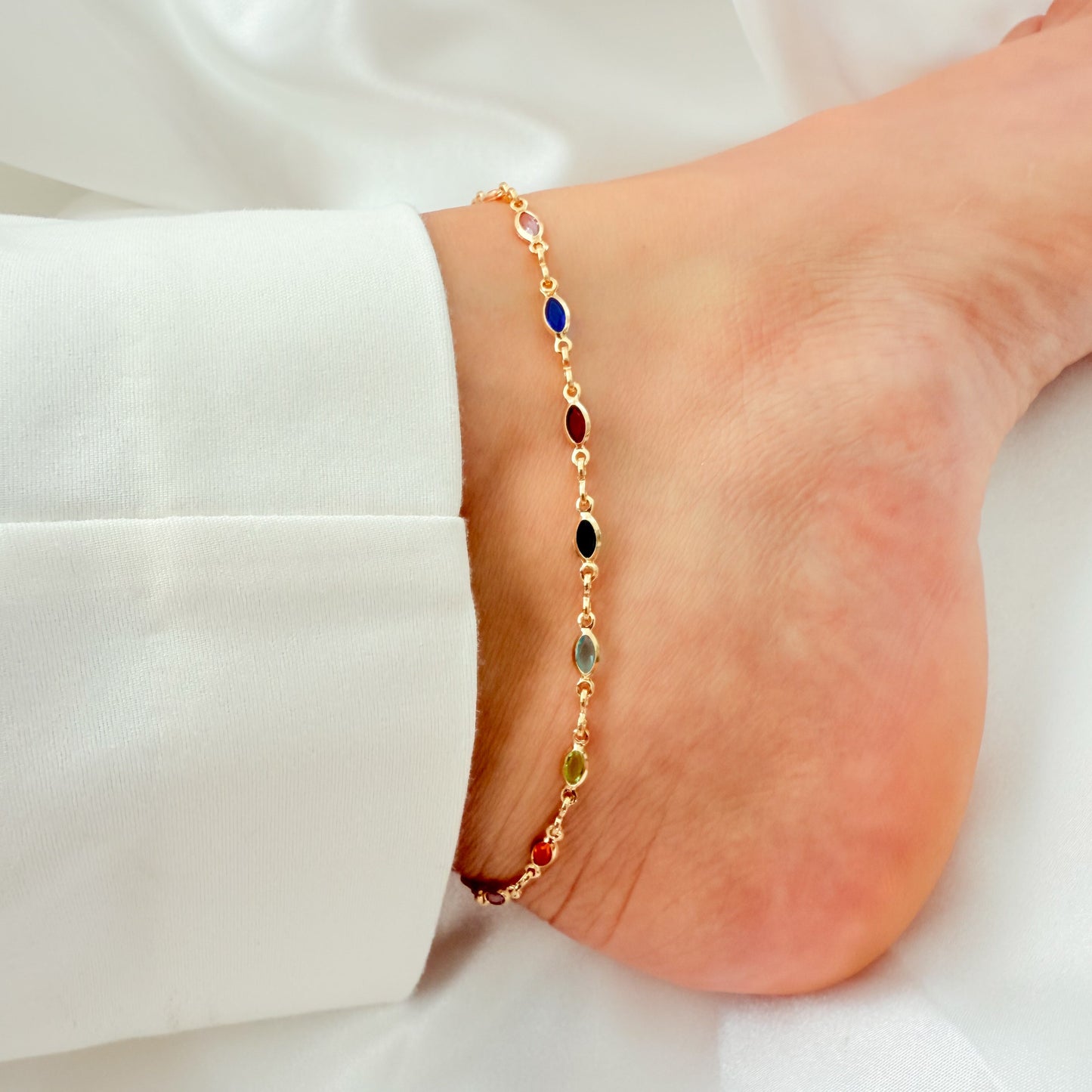 Rainbow Crystal Anklet