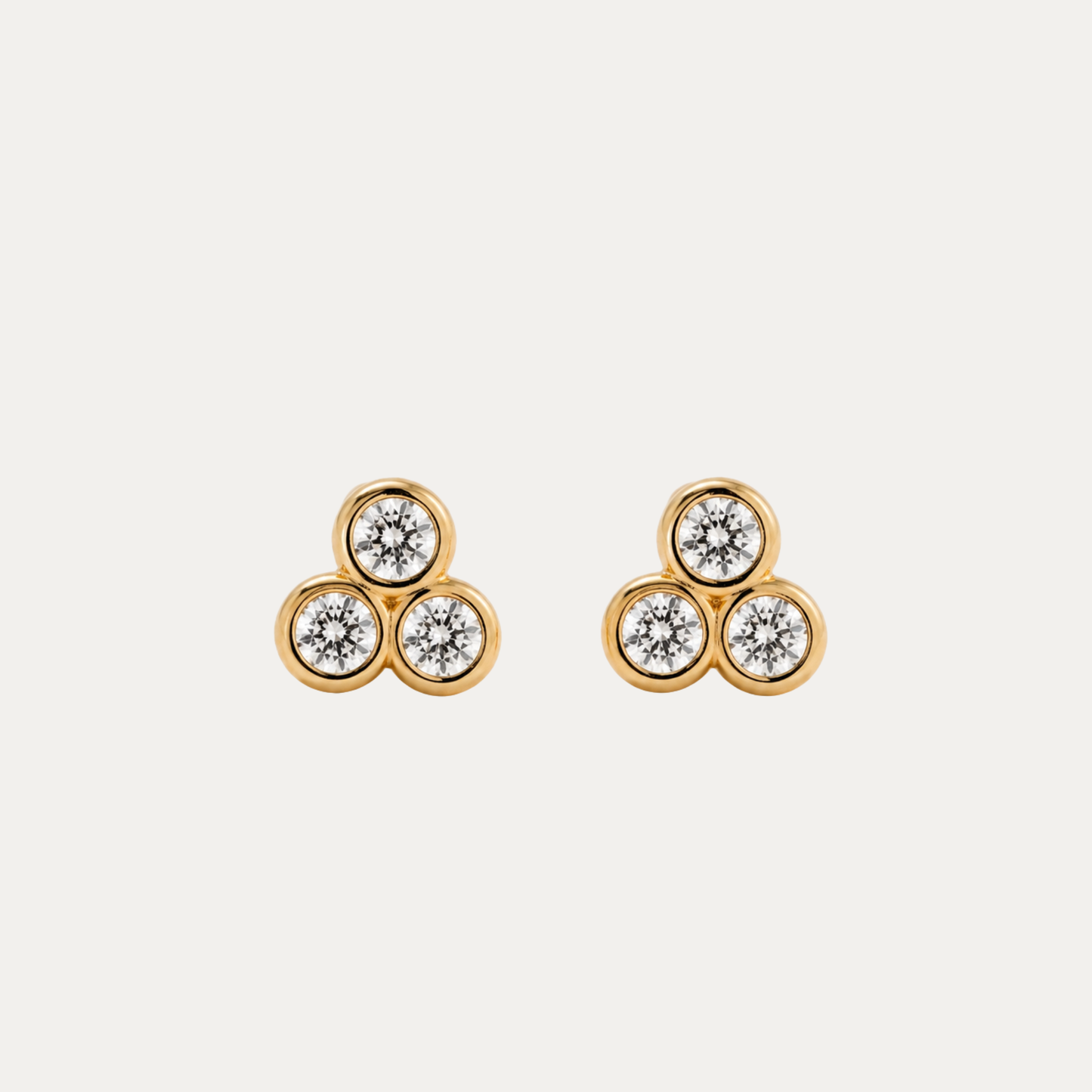 Bezel Trio Stud Earrings
