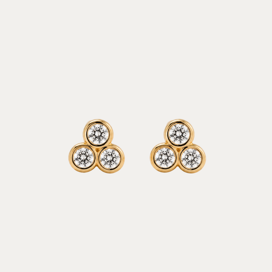 Bezel Trio Stud Earrings