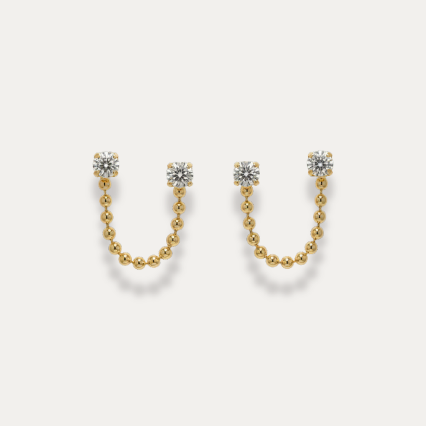 Double Stud Chain Earrings