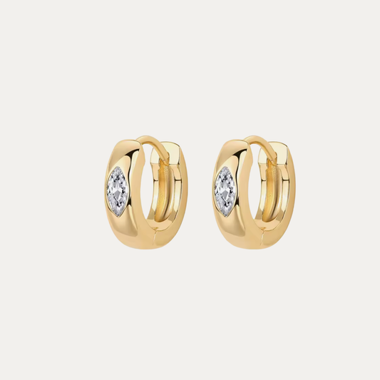 Marquise CZ Huggie Hoops
