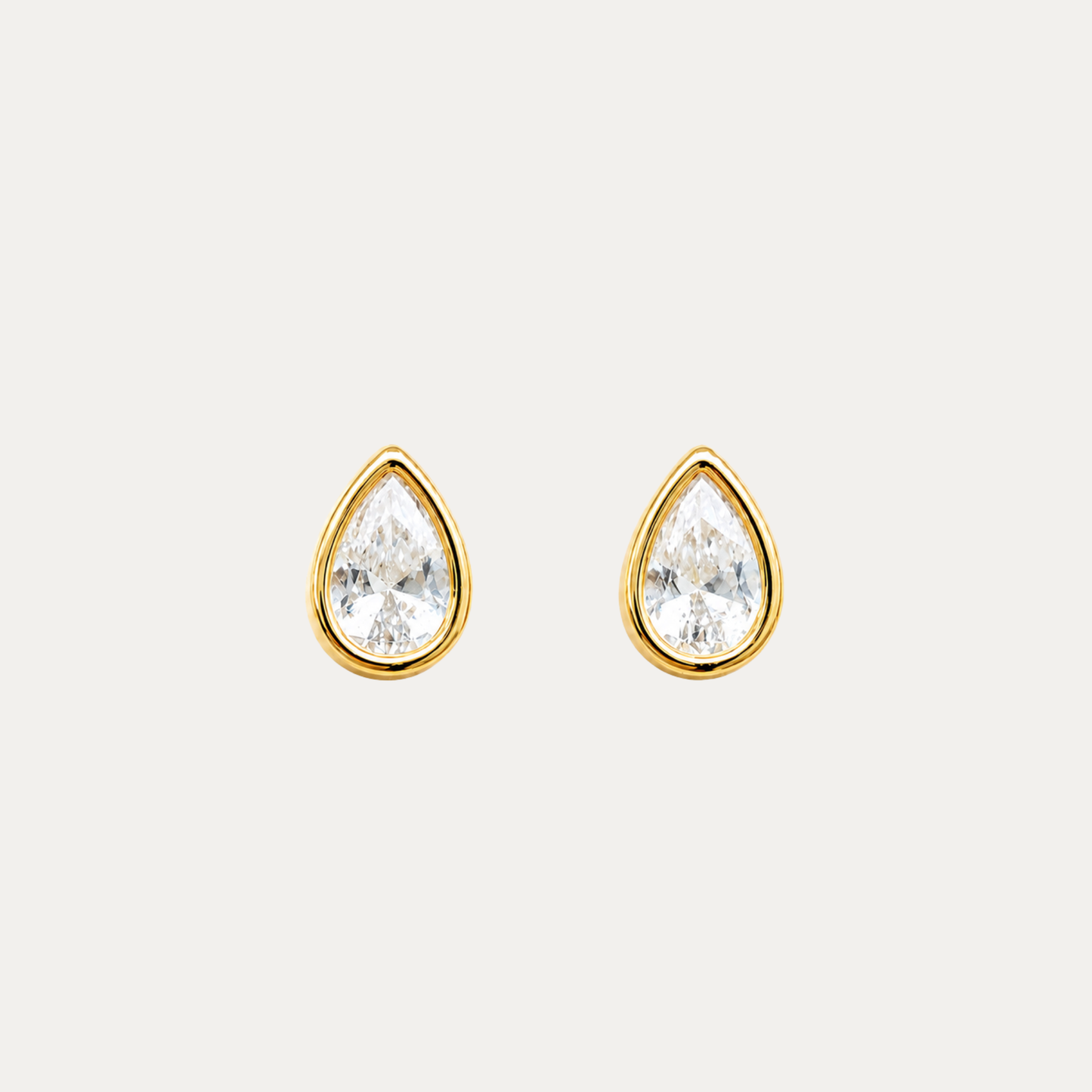 Teardrop Bezel Zircon Earrings