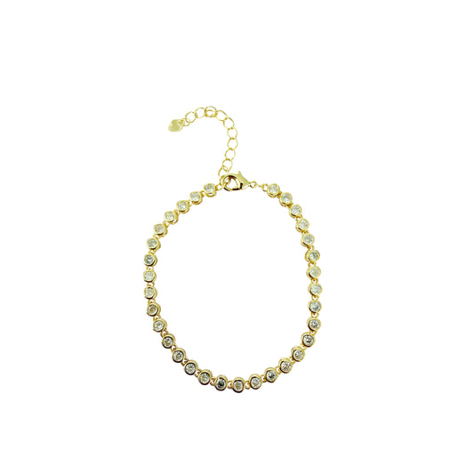 Round CZ Bezel Tennis Bracelet