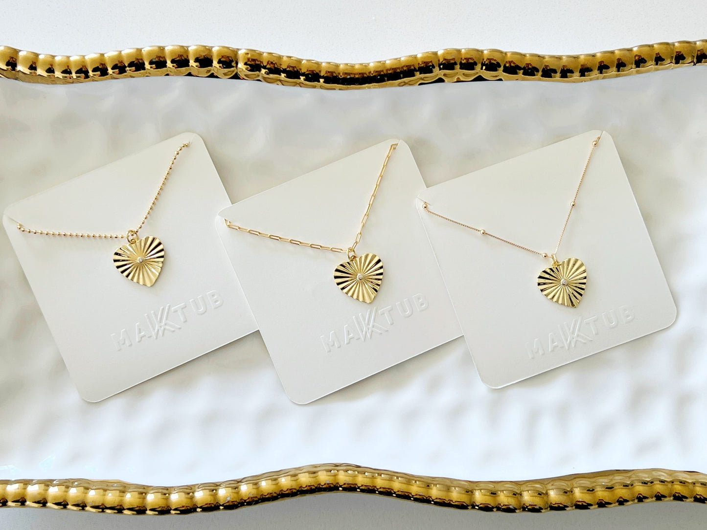 18k Gold Filled Sunburst Heart Pendant Necklace