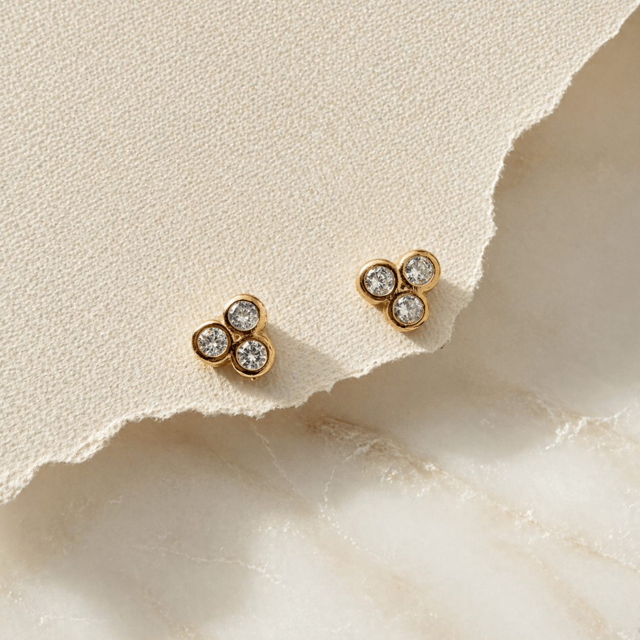 Bezel Trio Stud Earrings - Jewelry Maktub LLC