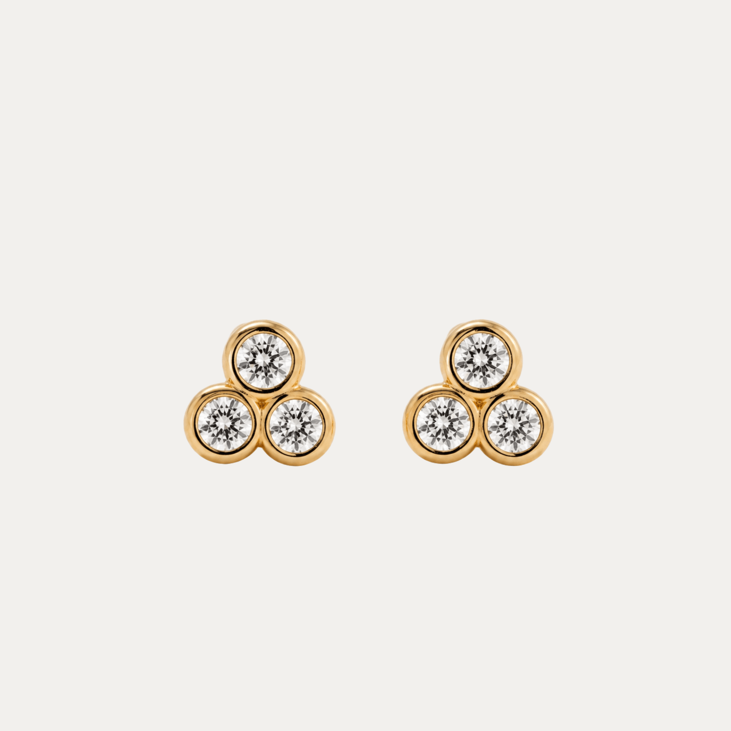 Bezel Trio Stud Earrings - Jewelry Maktub LLC