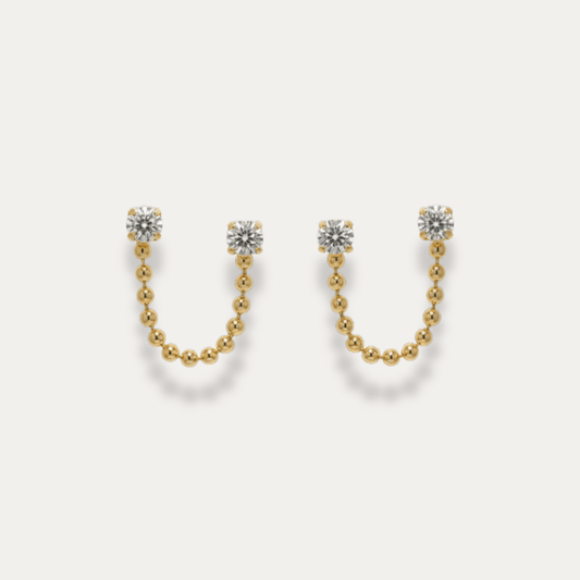Double Stud Chain Earrings - Jewelry Maktub LLC