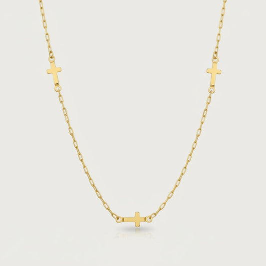 Sideways tiny Cross Necklace