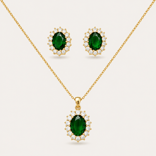 Gemstone Halo Set - Jewelry Maktub LLC
