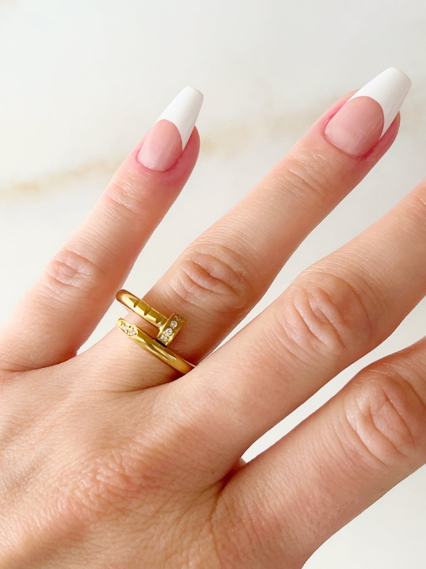 Gold Nail Ring with diamonds - Jewelry Maktub LLC
