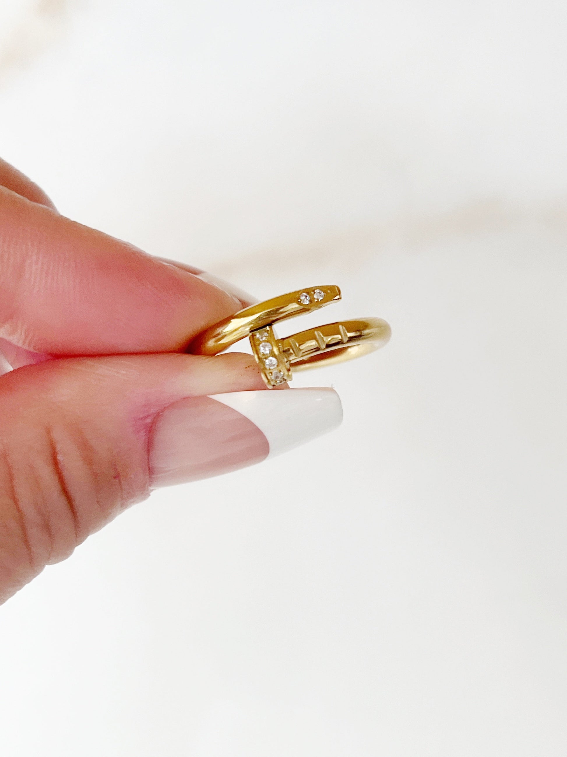 Gold Nail Ring with diamonds - Jewelry Maktub LLC