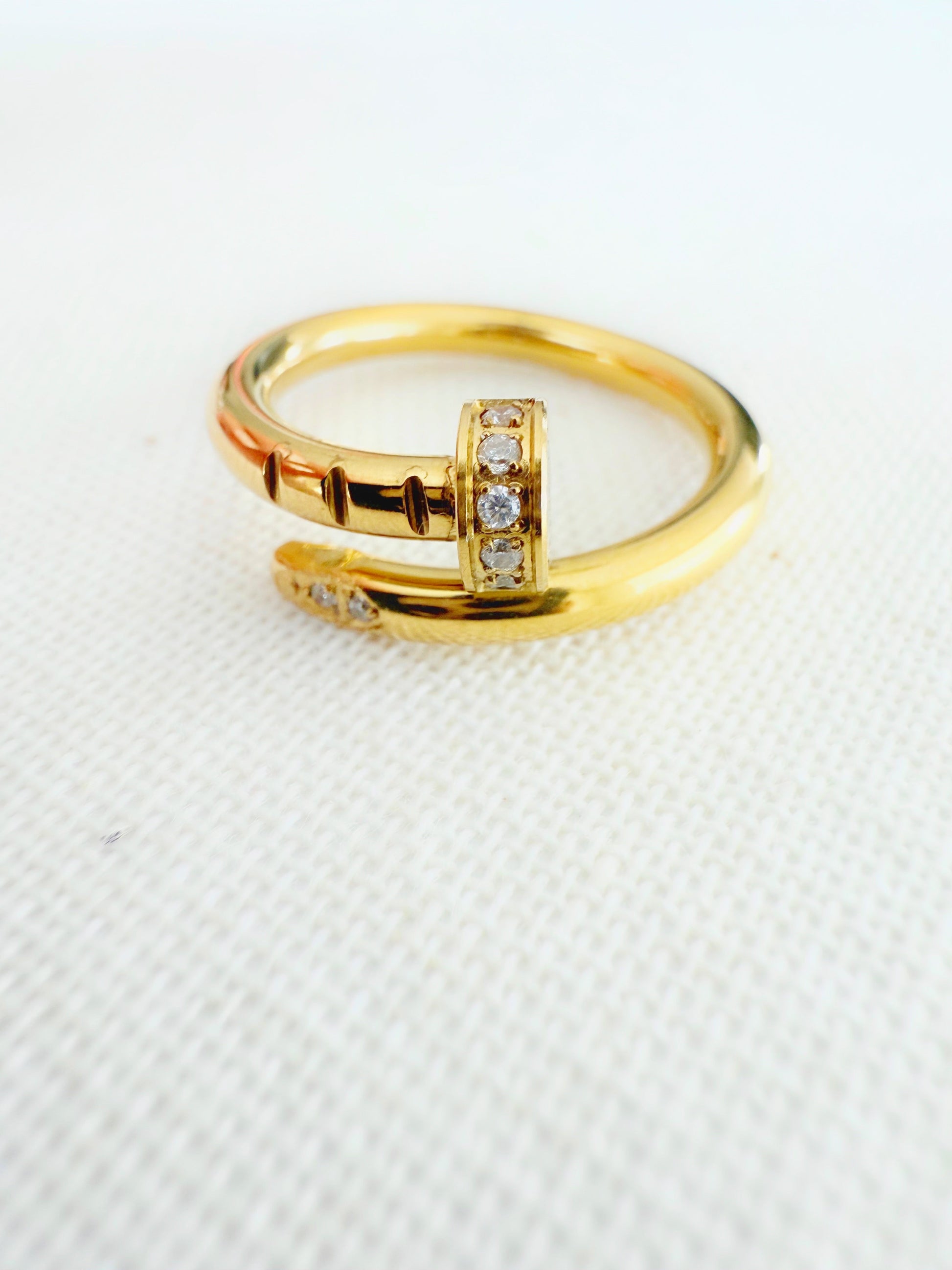 Gold Nail Ring with diamonds - Jewelry Maktub LLC