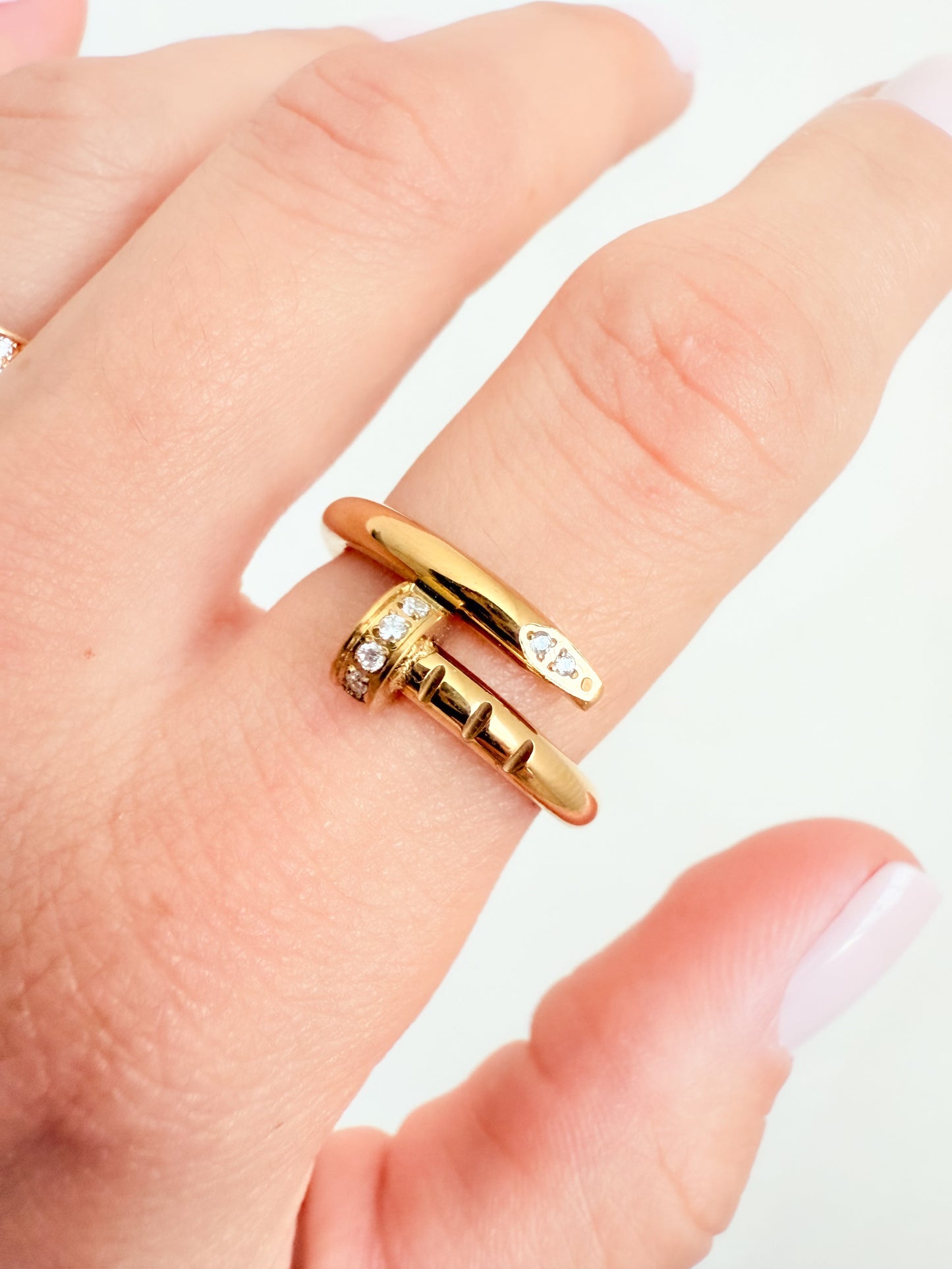Gold Nail Ring with diamonds - Jewelry Maktub LLC
