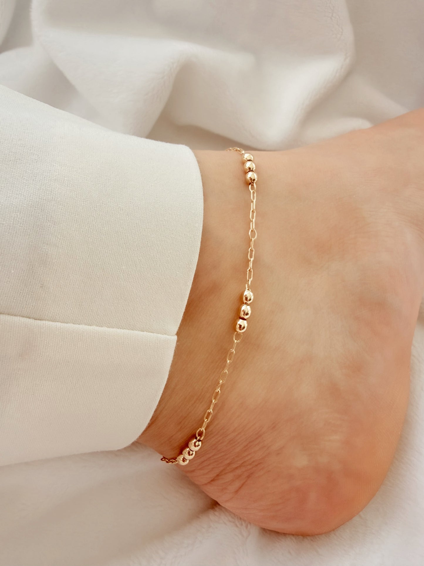 Golden Bead Anklet - Jewelry Maktub LLC