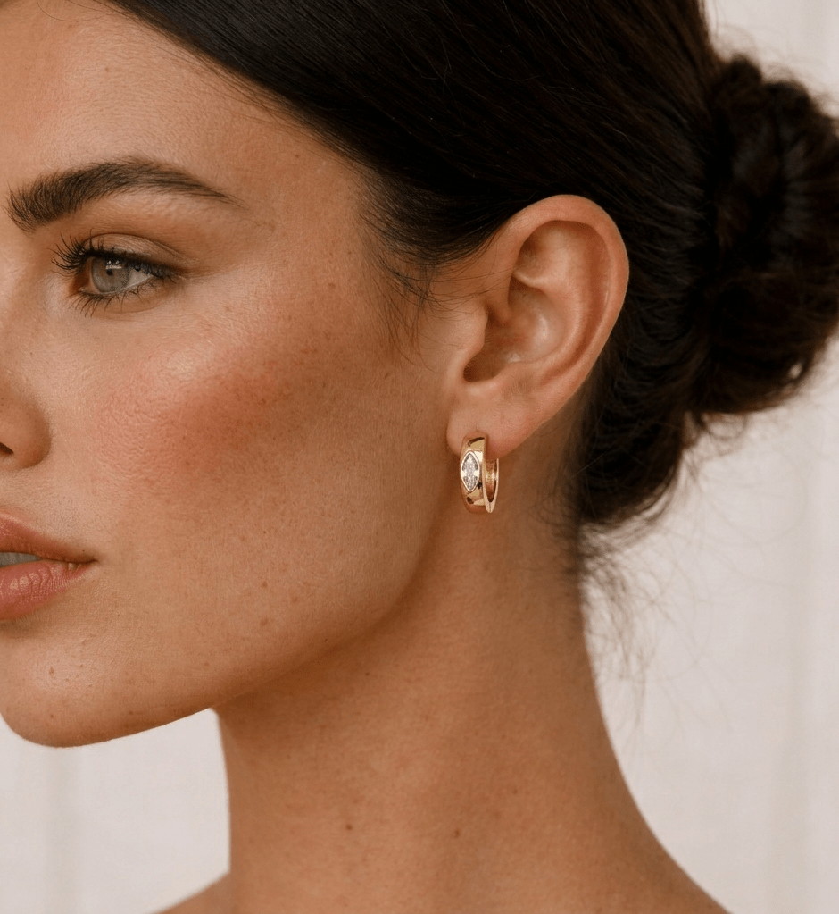 Marquise CZ Huggie Hoops - Jewelry Maktub LLC