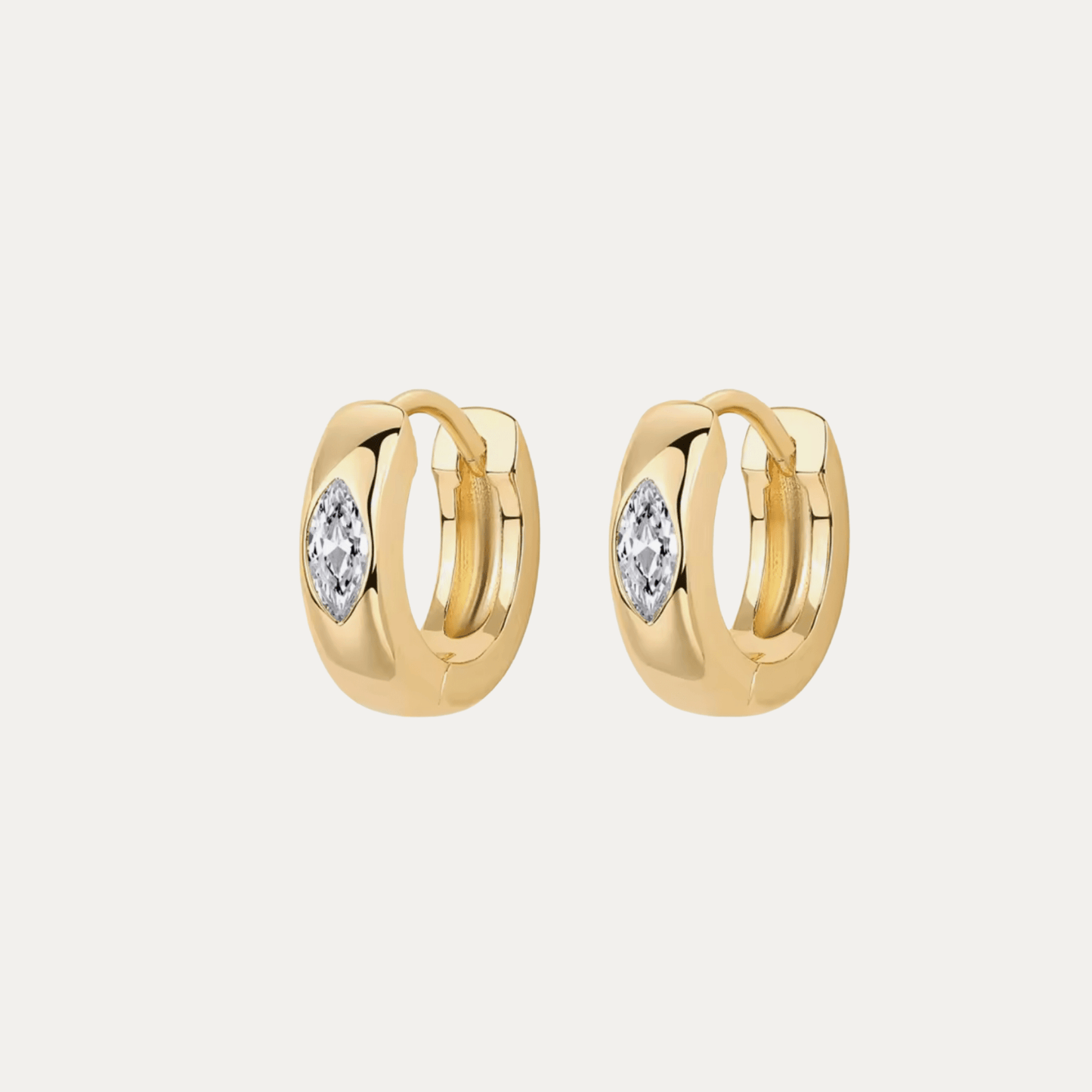 Marquise CZ Huggie Hoops - Jewelry Maktub LLC