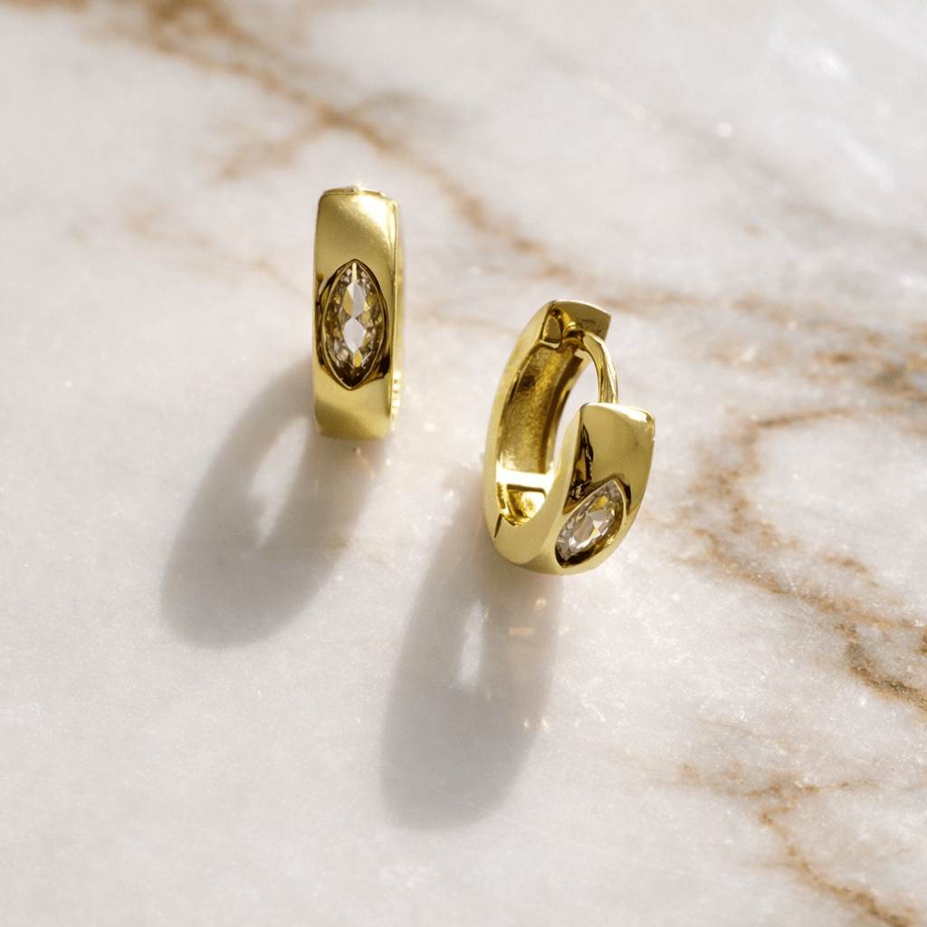 Marquise CZ Huggie Hoops - Jewelry Maktub LLC