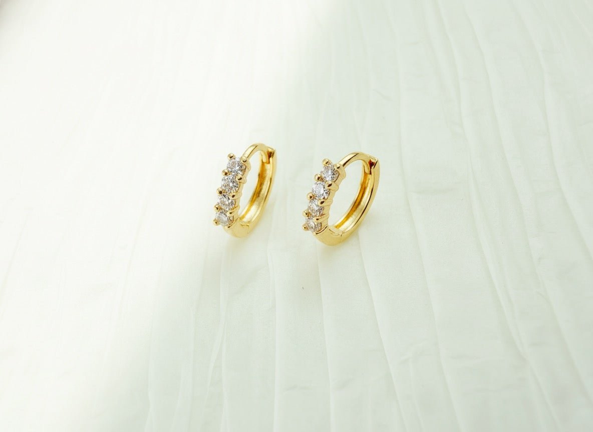 Mini CZ Huggie Hoop Earrings - Jewelry Maktub LLC