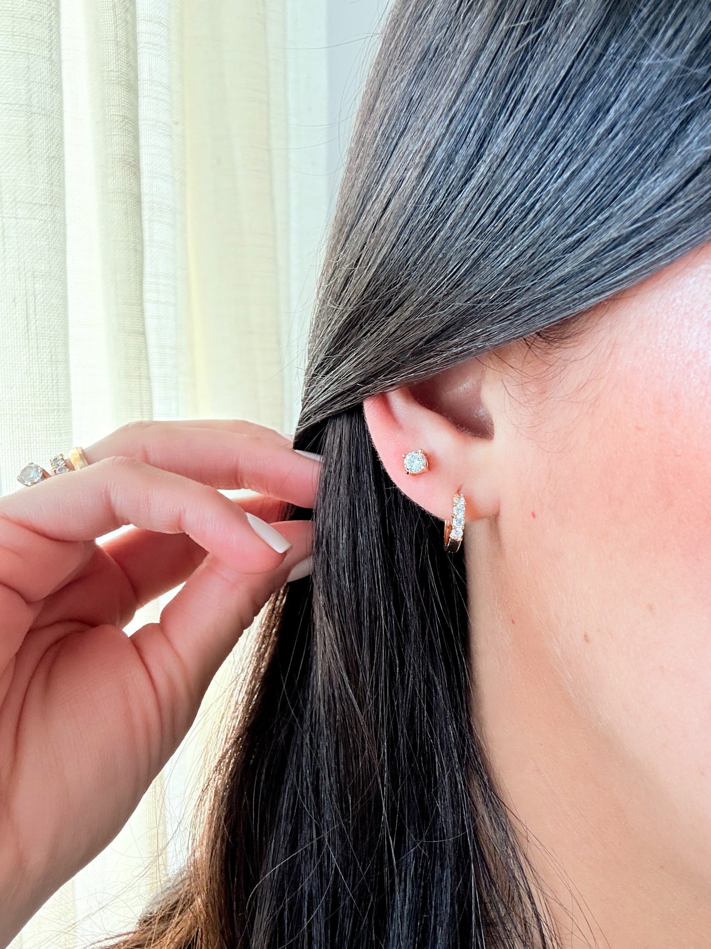 Mini CZ Huggie Hoop Earrings - Jewelry Maktub LLC