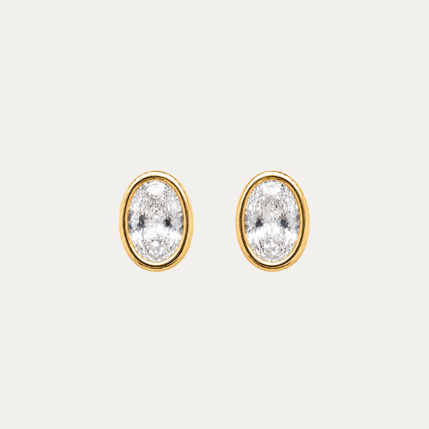 Oval Bezel studs - Jewelry Maktub LLC