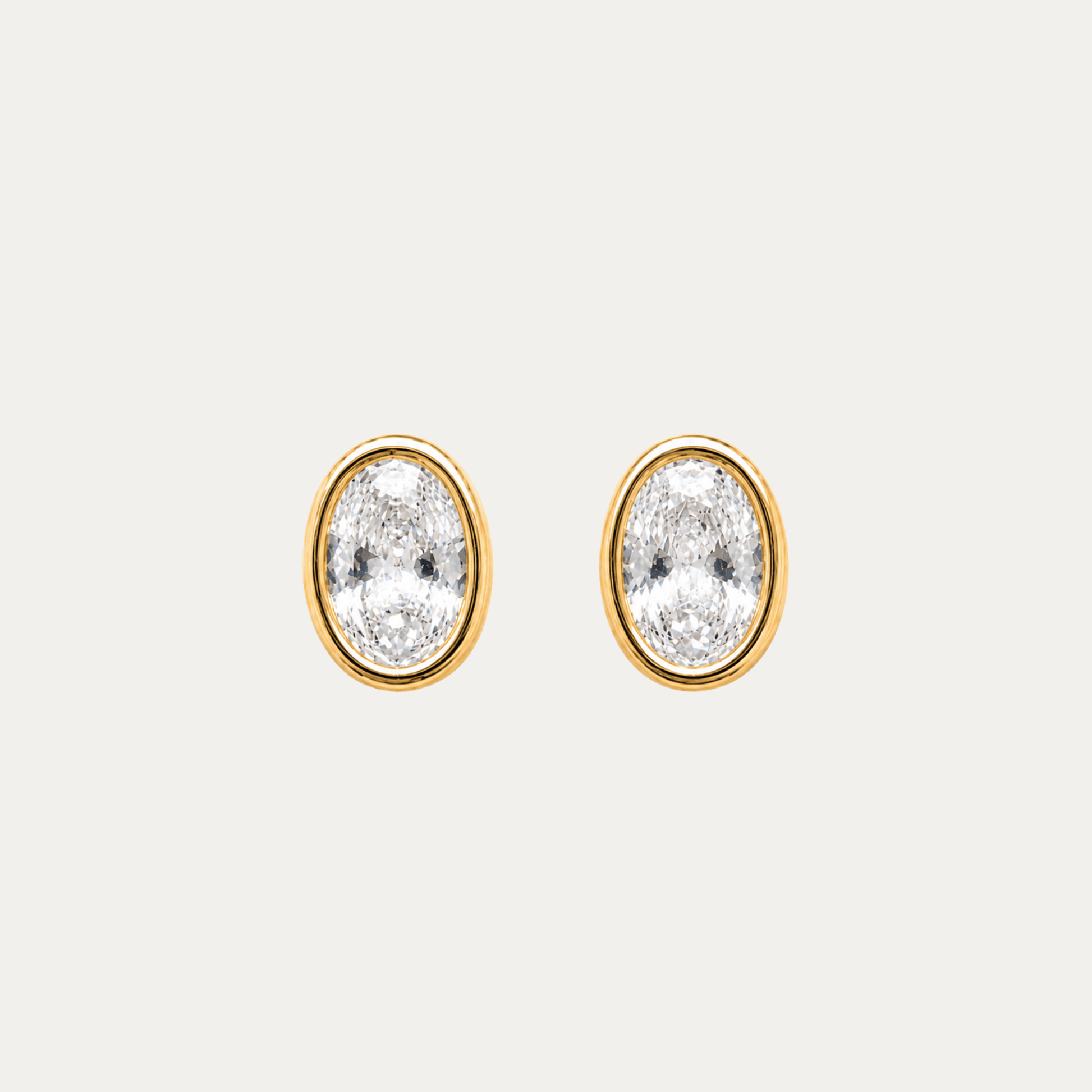 Oval Bezel studs - Jewelry Maktub LLC