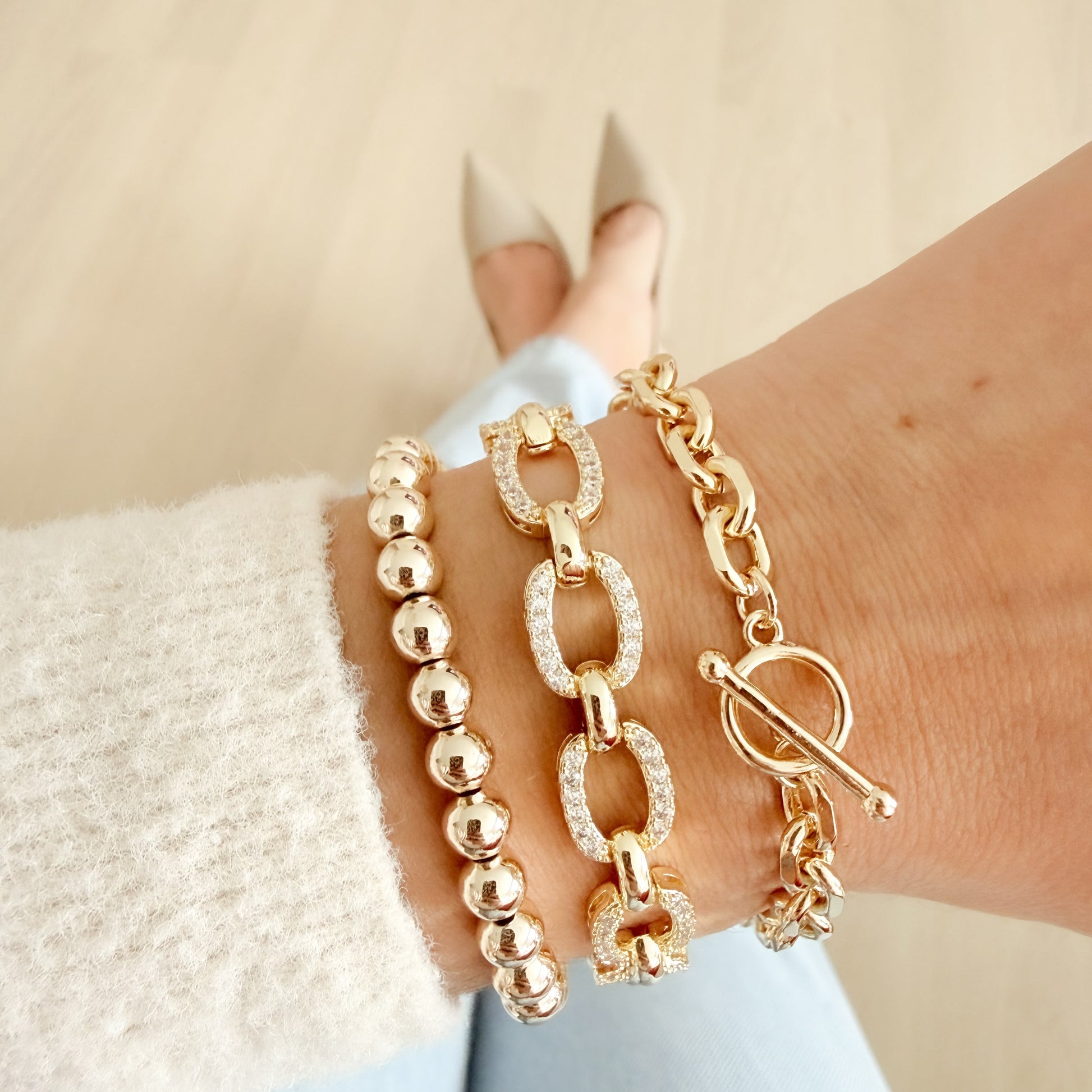 Pavé Oval Link Bracelet - Jewelry Maktub LLC