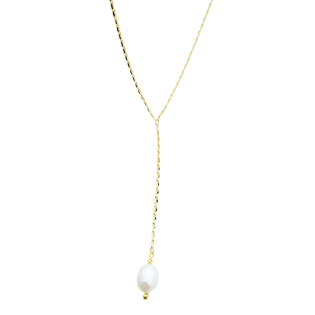 Pearl Drop Lariat - Jewelry Maktub LLC