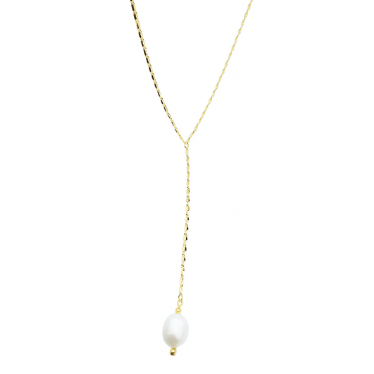 Pearl Drop Lariat - Jewelry Maktub LLC