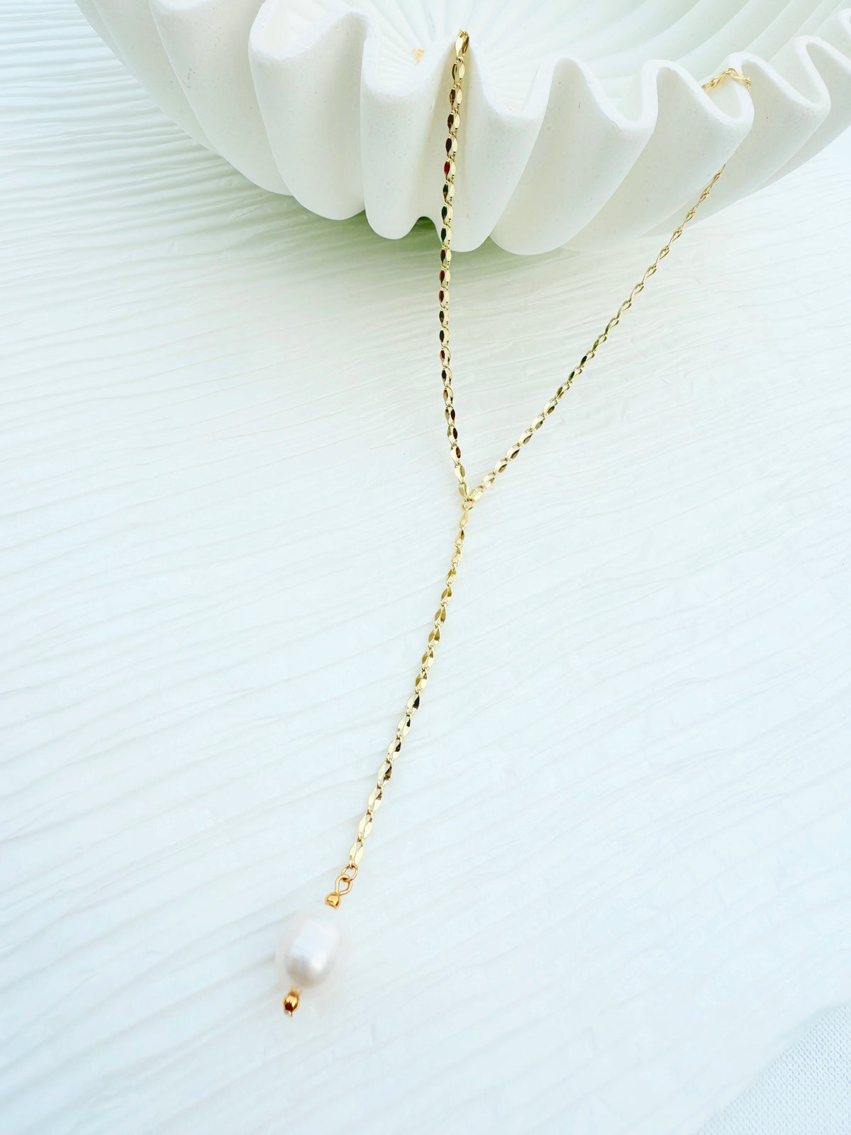 Pearl Drop Lariat - Jewelry Maktub LLC