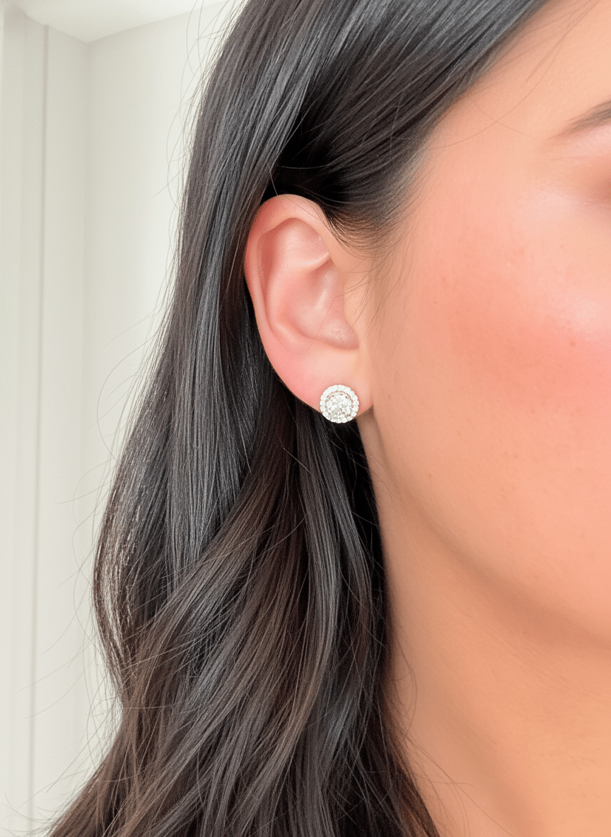 Radiant Halo CZ Stud Earrings - Jewelry Maktub LLC