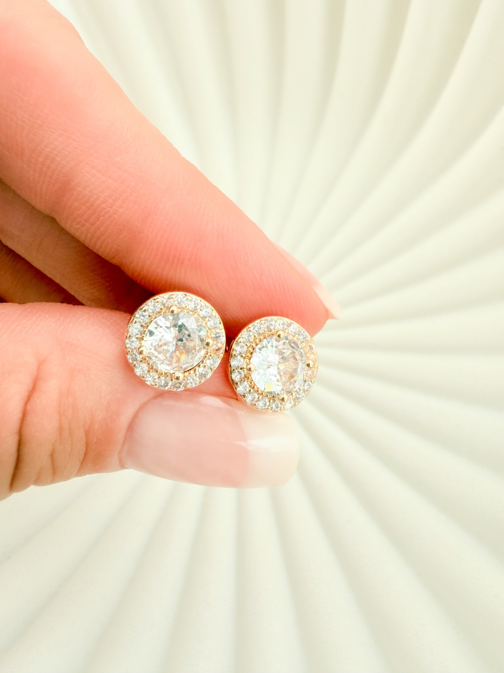 Radiant Halo CZ Stud Earrings - Jewelry Maktub LLC