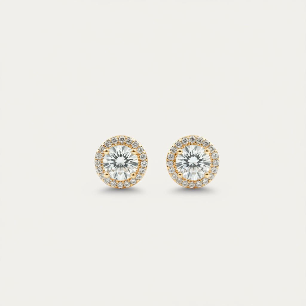 Radiant Halo CZ Stud Earrings - Jewelry Maktub LLC