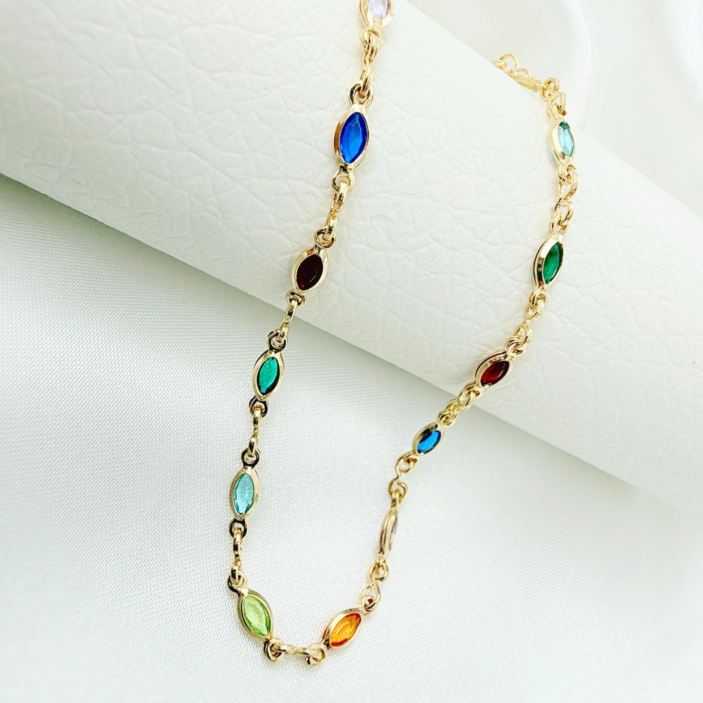 Rainbow Crystal Anklet - Jewelry Maktub LLC