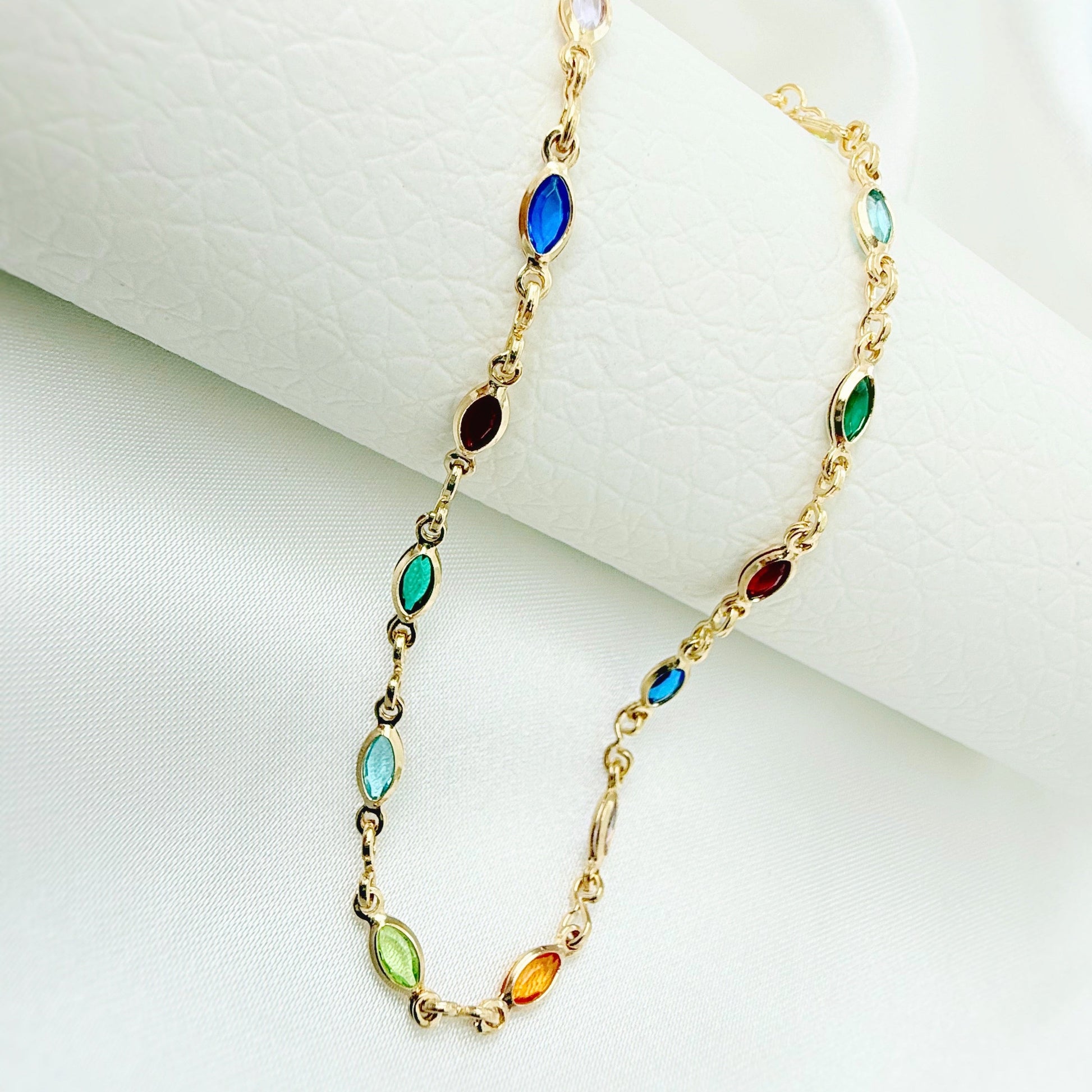 Rainbow Crystal Anklet - Jewelry Maktub LLC
